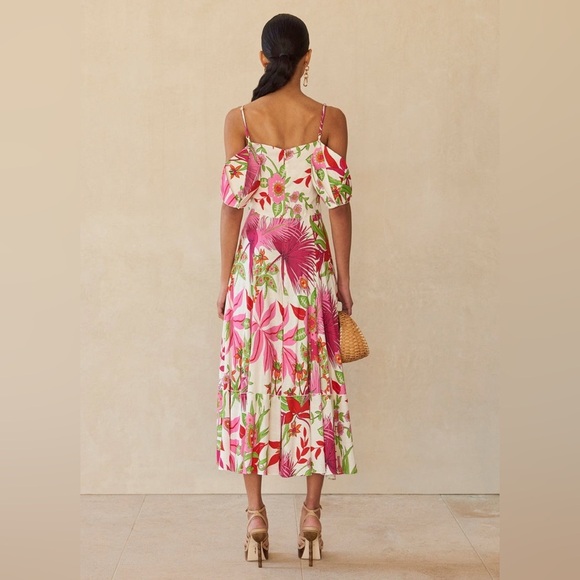 Cult Gaia Dina Floral Cutout Midi Dress Linen Blend Size 4 - Picture 3 of 15